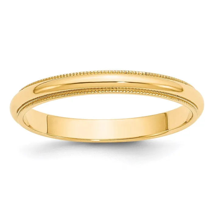 Solid 10K Yellow Gold 3mm Milgrain HalfRound Wedding MensWomens Wedding Band Ring Size 4 Goldia Rings