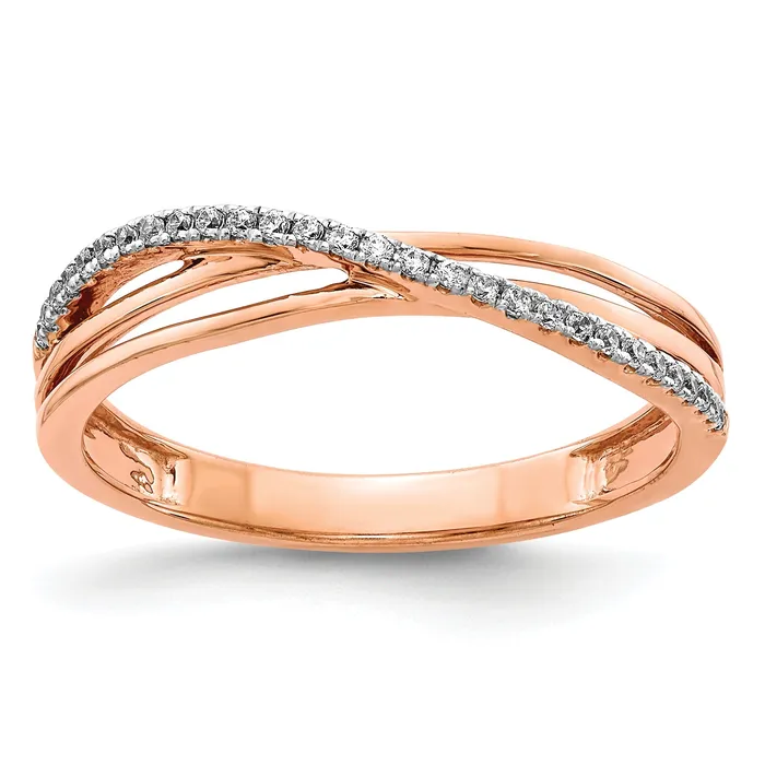 Solid 14k Rose Gold Simulated CZ Ring Goldia Rings