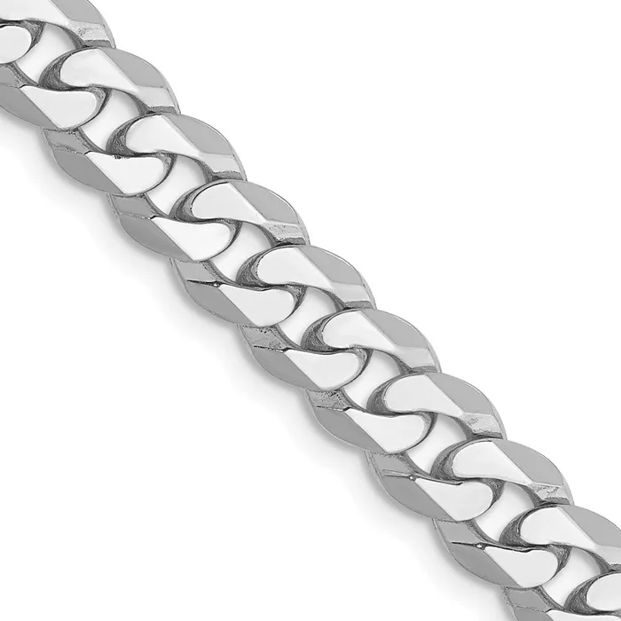 Solid 14K White Gold 18 inch 625mm Flat Beveled Curb with Lobster Clasp Chain Necklace MDS Necklaces Solid 14K White Gold 18 inch 625mm Flat Beveled Curb with Lobster Clasp Chain Necklace MDS Necklaces