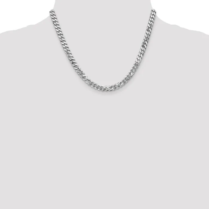 Solid 14K White Gold 18 inch 625mm Flat Beveled Curb with Lobster Clasp Chain Necklace MDS Necklaces Solid 14K White Gold 18 inch 625mm Flat Beveled Curb with Lobster Clasp Chain Necklace MDS Necklaces