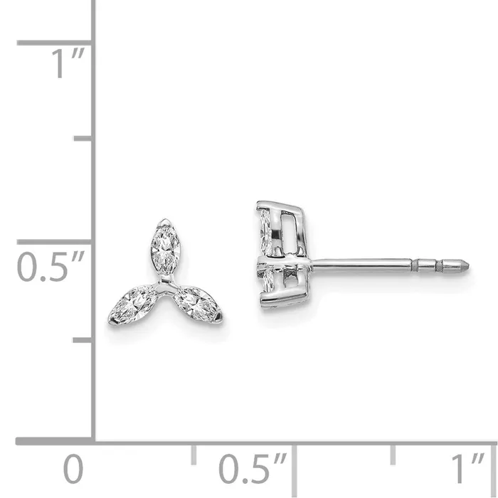 Solid 14k White Gold 3stone Simulated CZ Triangle Earrings Goldia Earrings Solid 14k White Gold 3stone Simulated CZ Triangle Earrings Goldia Earrings