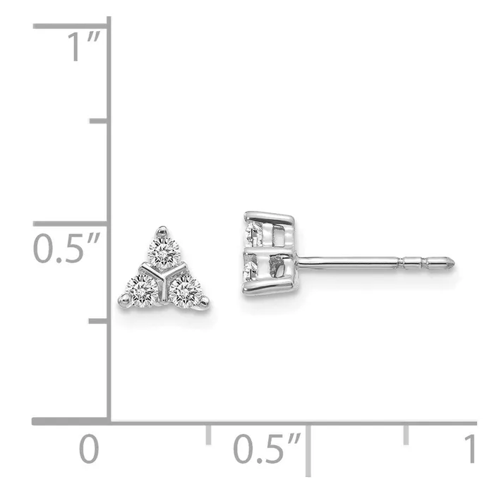Solid 14k White Gold 3stone Simulated CZ Triangle Earrings Goldia Earrings Solid 14k White Gold 3stone Simulated CZ Triangle Earrings Goldia Earrings