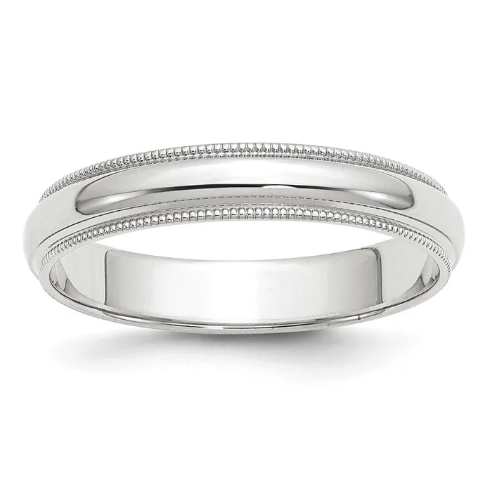 Solid 14K White Gold 4mm Milgrain Half Round MensWomens Wedding Band Ring Size 125 Goldia Rings Solid 14K White Gold 4mm Milgrain Half Round MensWomens Wedding Band Ring Size 125 Goldia Rings
