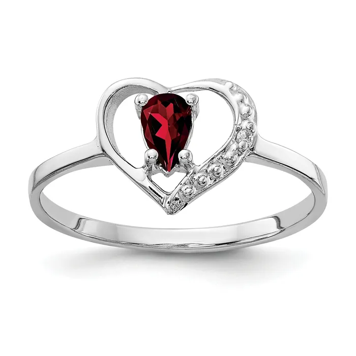 Solid 14k White Gold 5x3mm Pear Simulated Garnet AA CZ Ring Goldia Rings