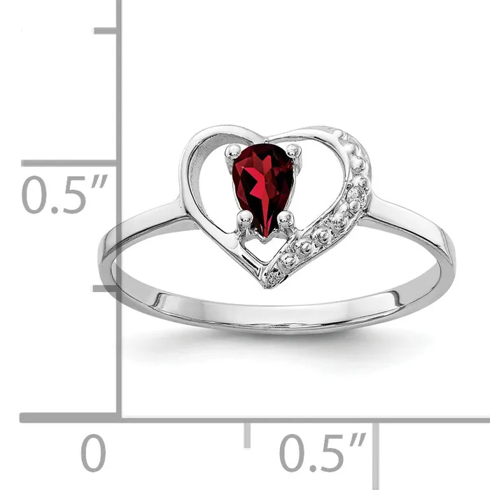 Solid 14k White Gold 5x3mm Pear Simulated Garnet AA CZ Ring Goldia Rings