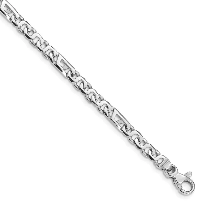 Solid 14K White Gold 7 inch 43mm Hand Polished Fancy Link with Fancy Lobster Clasp Bracelet MDS Bracelets Solid 14K White Gold 7 inch 43mm Hand Polished Fancy Link with Fancy Lobster Clasp Bracelet MDS Bracelets