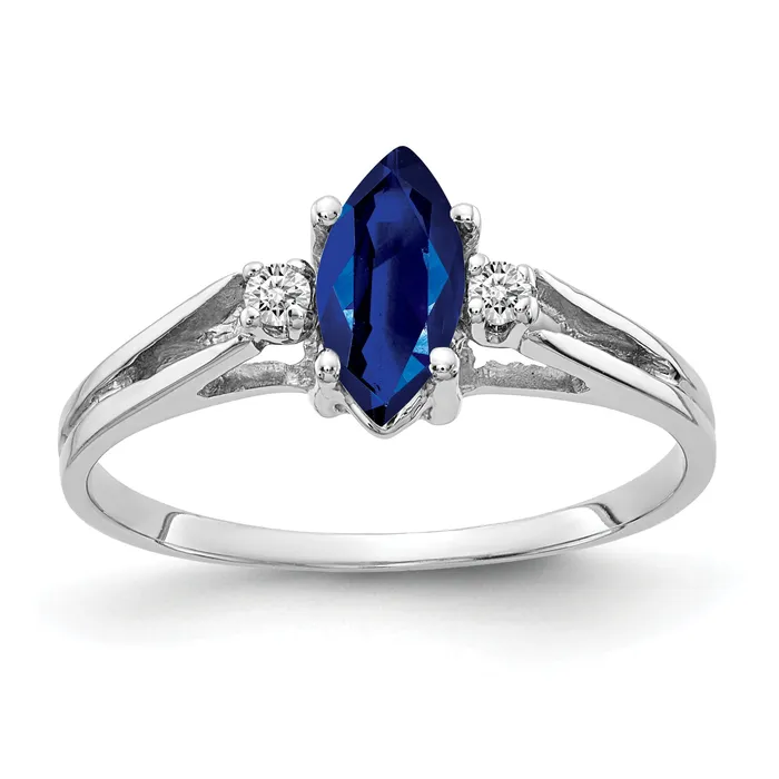 Solid 14k White Gold 8x4mm Marquise Simulated Sapphire AA CZ Ring Goldia Rings Solid 14k White Gold 8x4mm Marquise Simulated Sapphire AA CZ Ring Goldia Rings