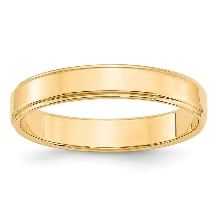 Solid 14K Yellow Gold 4mm Flat with Step Edge MensWomens Wedding Band Ring Size 95 Goldia Rings Solid 14K Yellow Gold 4mm Flat with Step Edge MensWomens Wedding Band Ring Size 95 Goldia Rings