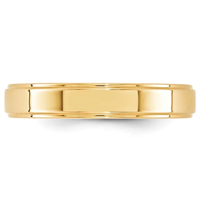 Solid 14K Yellow Gold 4mm Flat with Step Edge MensWomens Wedding Band Ring Size 95 Goldia Rings Solid 14K Yellow Gold 4mm Flat with Step Edge MensWomens Wedding Band Ring Size 95 Goldia Rings