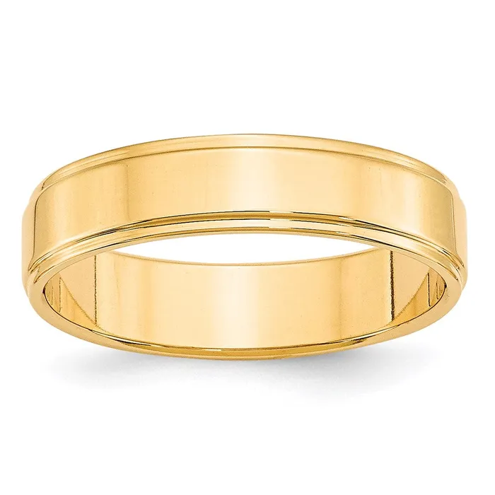 Solid 14K Yellow Gold 5mm Flat with Step Edge MensWomens Wedding Band Ring Size 45 Goldia Rings Solid 14K Yellow Gold 5mm Flat with Step Edge MensWomens Wedding Band Ring Size 45 Goldia Rings