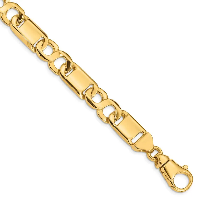 Solid 14K Yellow Gold 85 inch 104mm Hand Polished Fancy Link with Fancy Lobster Clasp Bracelet MDS Bracelets Solid 14K Yellow Gold 85 inch 104mm Hand Polished Fancy Link with Fancy Lobster Clasp Bracelet MDS Bracelets