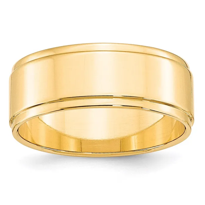 Solid 14K Yellow Gold 8mm Flat with Step Edge MensWomens Wedding Band Ring Size 12 Goldia Rings Solid 14K Yellow Gold 8mm Flat with Step Edge MensWomens Wedding Band Ring Size 12 Goldia Rings