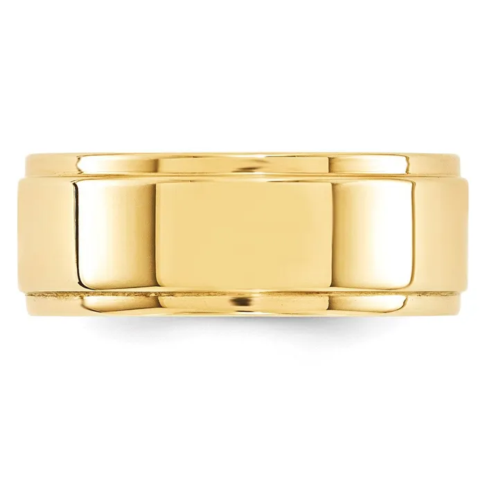 Solid 14K Yellow Gold 8mm Flat with Step Edge MensWomens Wedding Band Ring Size 12 Goldia Rings Solid 14K Yellow Gold 8mm Flat with Step Edge MensWomens Wedding Band Ring Size 12 Goldia Rings