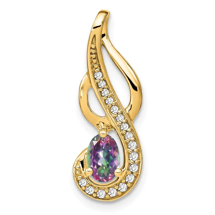 Solid 14k Yellow Gold Mystic Fire Topaz and Simulated CZ Swirl Pendant Goldia Necklaces Solid 14k Yellow Gold Mystic Fire Topaz and Simulated CZ Swirl Pendant Goldia Necklaces