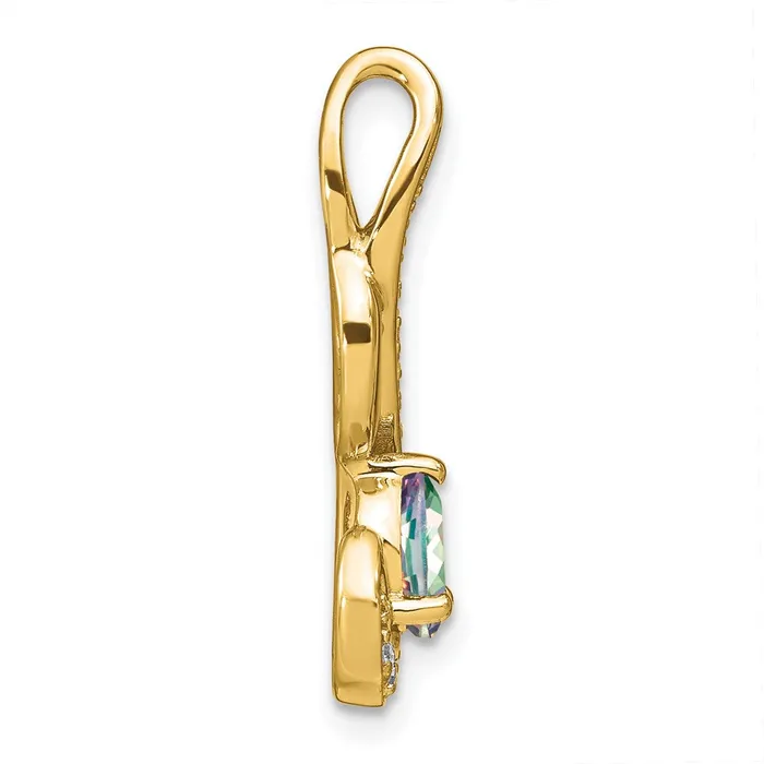 Solid 14k Yellow Gold Mystic Fire Topaz and Simulated CZ Swirl Pendant Goldia Necklaces Solid 14k Yellow Gold Mystic Fire Topaz and Simulated CZ Swirl Pendant Goldia Necklaces