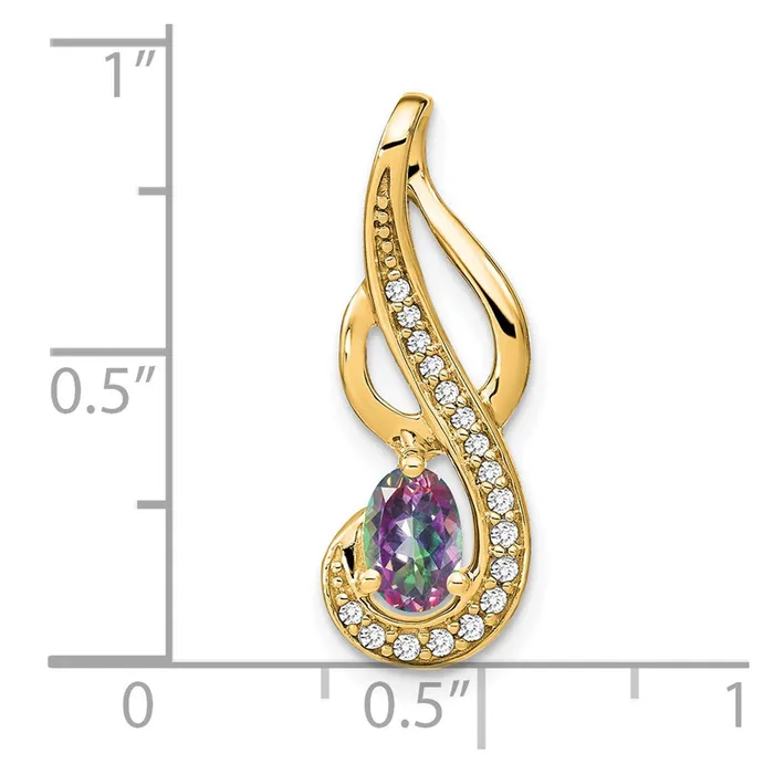 Solid 14k Yellow Gold Mystic Fire Topaz and Simulated CZ Swirl Pendant Goldia Necklaces Solid 14k Yellow Gold Mystic Fire Topaz and Simulated CZ Swirl Pendant Goldia Necklaces