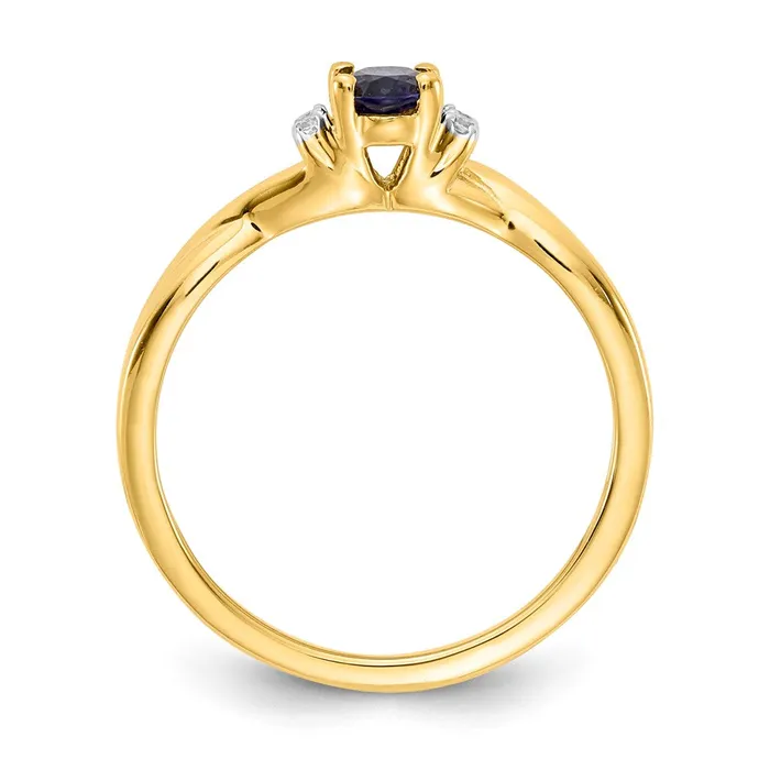 Solid 14k Yellow Gold Simulated CZ and Oval Sapphire Ring Goldia Rings