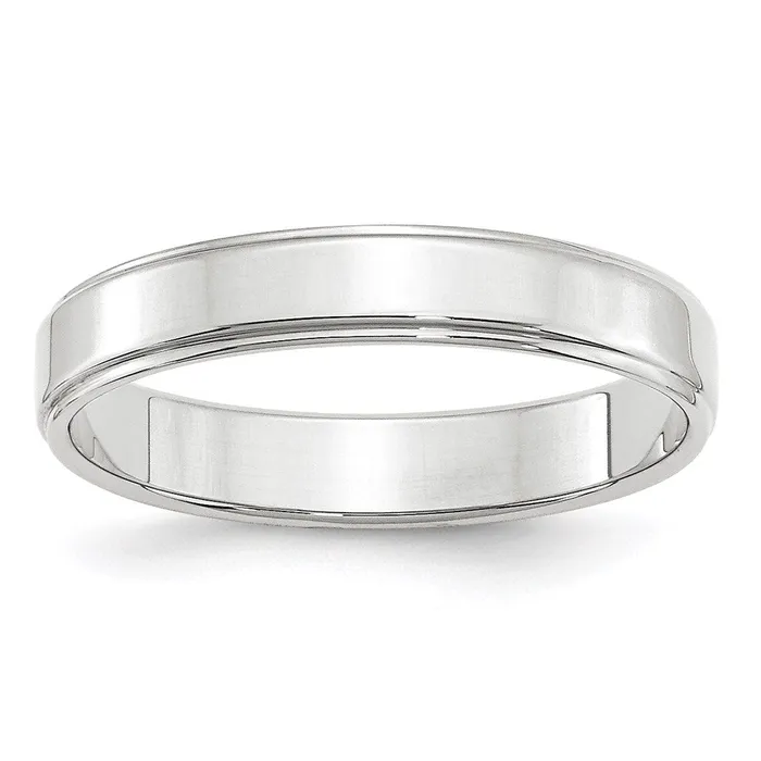 Solid 18K White Gold 4mm Flat with Step Edge MensWomens Wedding Band Ring Size 5 Goldia Rings Solid 18K White Gold 4mm Flat with Step Edge MensWomens Wedding Band Ring Size 5 Goldia Rings