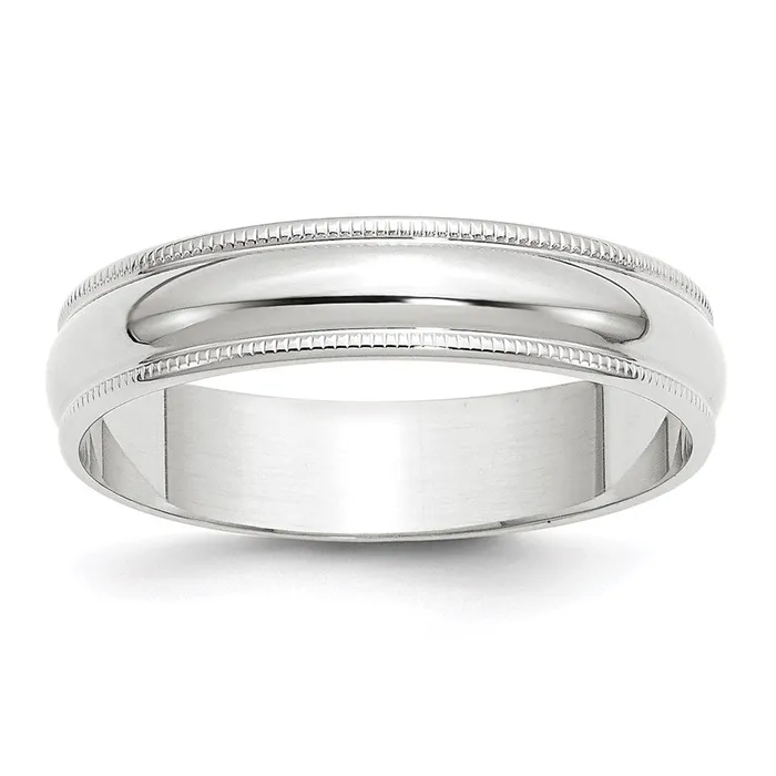 Solid 18K White Gold 5mm Light Weight Milgrain Half Round MensWomens Wedding Band Ring Size 75 Goldia Rings Solid 18K White Gold 5mm Light Weight Milgrain Half Round MensWomens Wedding Band Ring Size 75 Goldia Rings