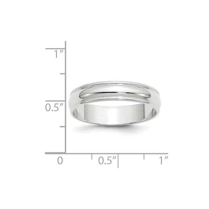Solid 18K White Gold 5mm Light Weight Milgrain Half Round MensWomens Wedding Band Ring Size 75 Goldia Rings Solid 18K White Gold 5mm Light Weight Milgrain Half Round MensWomens Wedding Band Ring Size 75 Goldia Rings