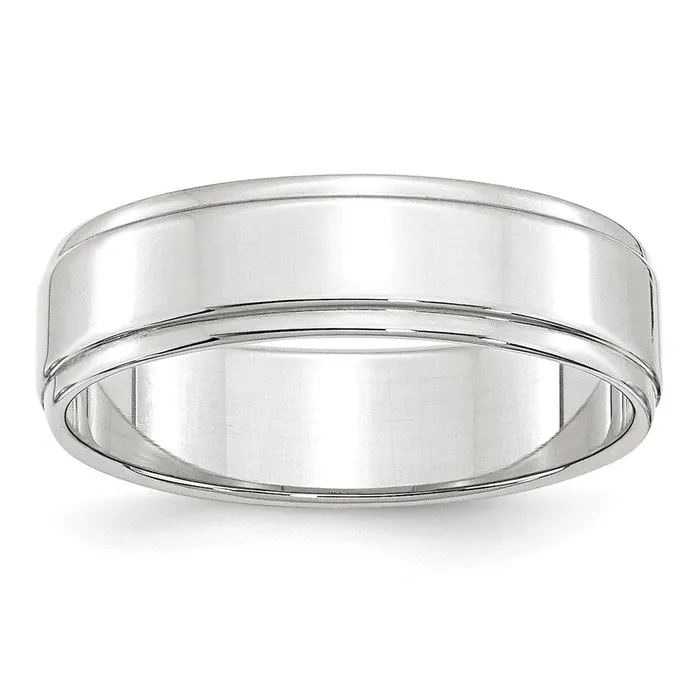 Solid 18K White Gold 6mm Flat with Step Edge MensWomens Wedding Band Ring Size 85 Goldia Rings Solid 18K White Gold 6mm Flat with Step Edge MensWomens Wedding Band Ring Size 85 Goldia Rings