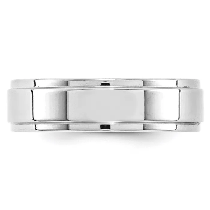 Solid 18K White Gold 6mm Flat with Step Edge MensWomens Wedding Band Ring Size 85 Goldia Rings Solid 18K White Gold 6mm Flat with Step Edge MensWomens Wedding Band Ring Size 85 Goldia Rings