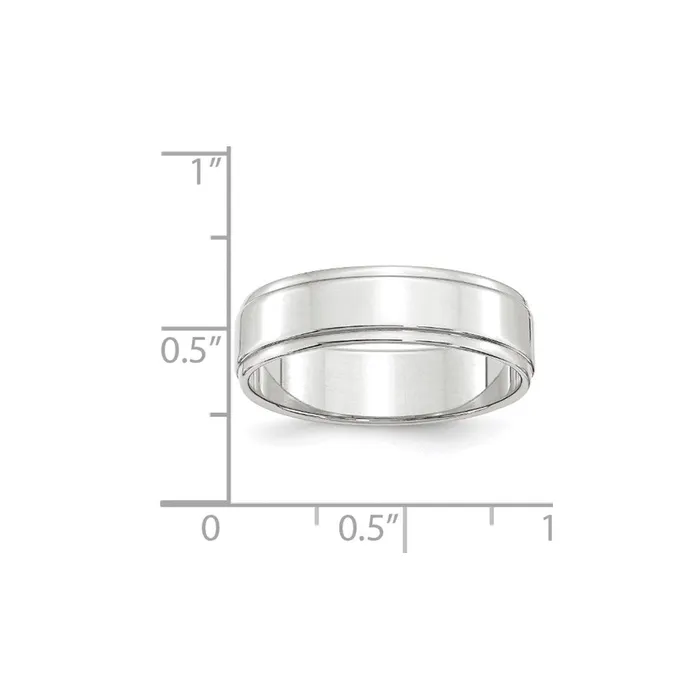 Solid 18K White Gold 6mm Flat with Step Edge MensWomens Wedding Band Ring Size 85 Goldia Rings Solid 18K White Gold 6mm Flat with Step Edge MensWomens Wedding Band Ring Size 85 Goldia Rings