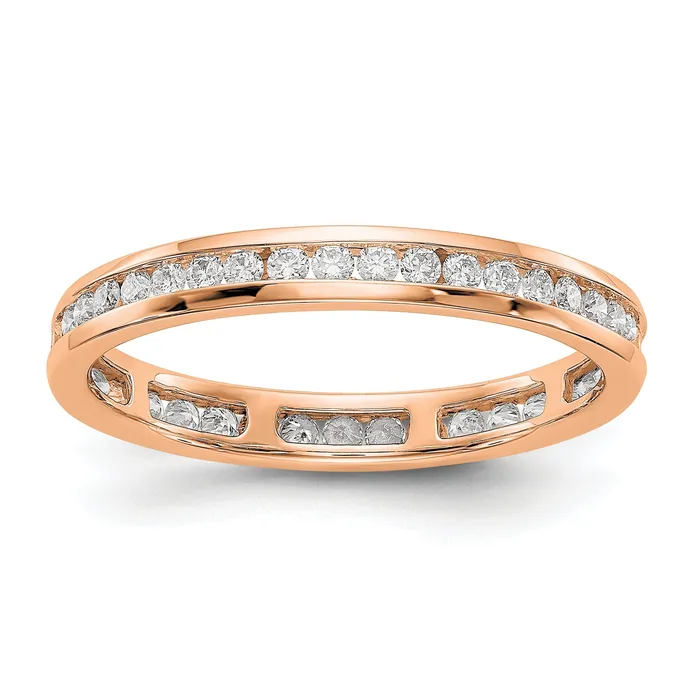Solid Real 14k Rose Gold Polished 12ct Channel Set CZ Eternity Wedding Band Ring Goldia Rings Solid Real 14k Rose Gold Polished 12ct Channel Set CZ Eternity Wedding Band Ring Goldia Rings