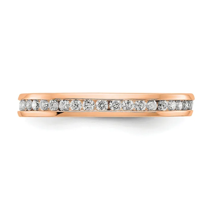Solid Real 14k Rose Gold Polished 12ct Channel Set CZ Eternity Wedding Band Ring Goldia Rings