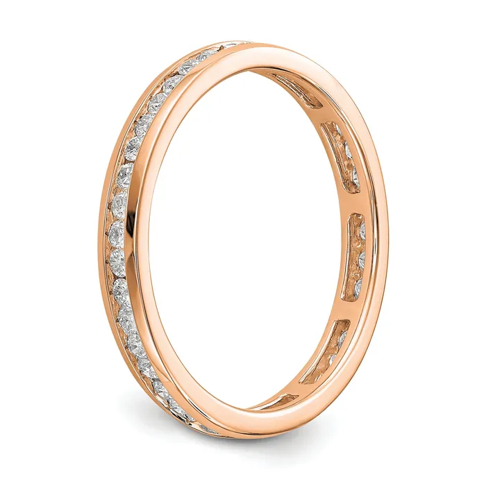 Solid Real 14k Rose Gold Polished 12ct Channel Set CZ Eternity Wedding Band Ring Goldia Rings