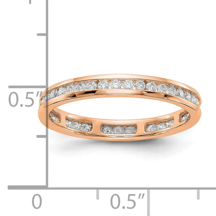 Solid Real 14k Rose Gold Polished 12ct Channel Set CZ Eternity Wedding Band Ring Goldia Rings