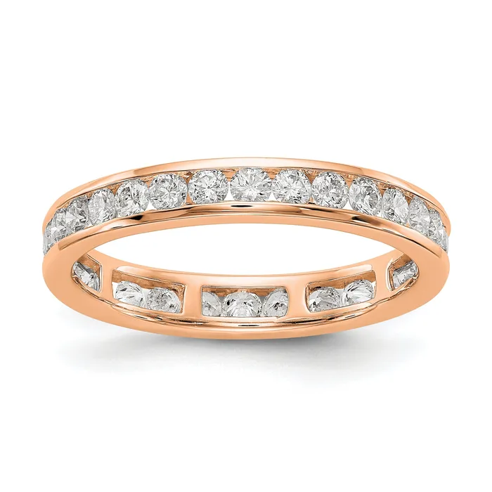 Solid Real 14k Rose Gold Polished 1ct Channel Set CZ Eternity Wedding Band Ring Goldia Rings Solid Real 14k Rose Gold Polished 1ct Channel Set CZ Eternity Wedding Band Ring Goldia Rings