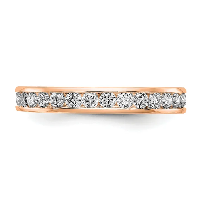 Solid Real 14k Rose Gold Polished 1ct Channel Set CZ Eternity Wedding Band Ring Goldia Rings