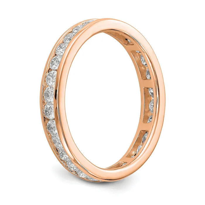 Solid Real 14k Rose Gold Polished 1ct Channel Set CZ Eternity Wedding Band Ring Goldia Rings
