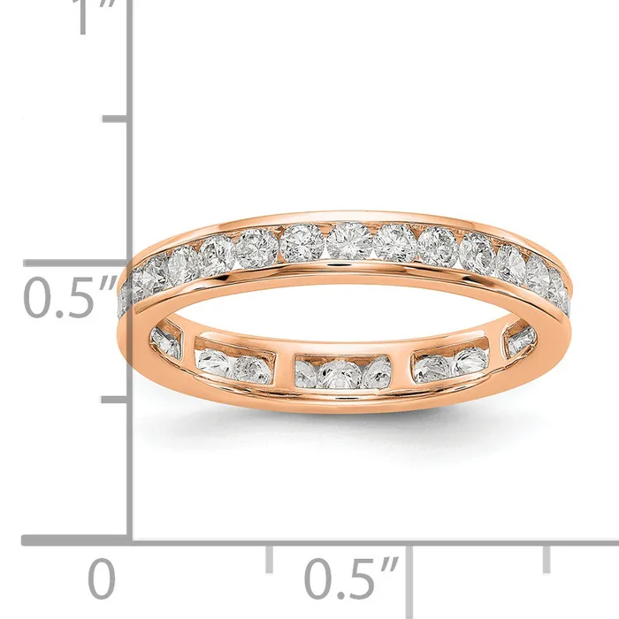 Solid Real 14k Rose Gold Polished 1ct Channel Set CZ Eternity Wedding Band Ring Goldia Rings