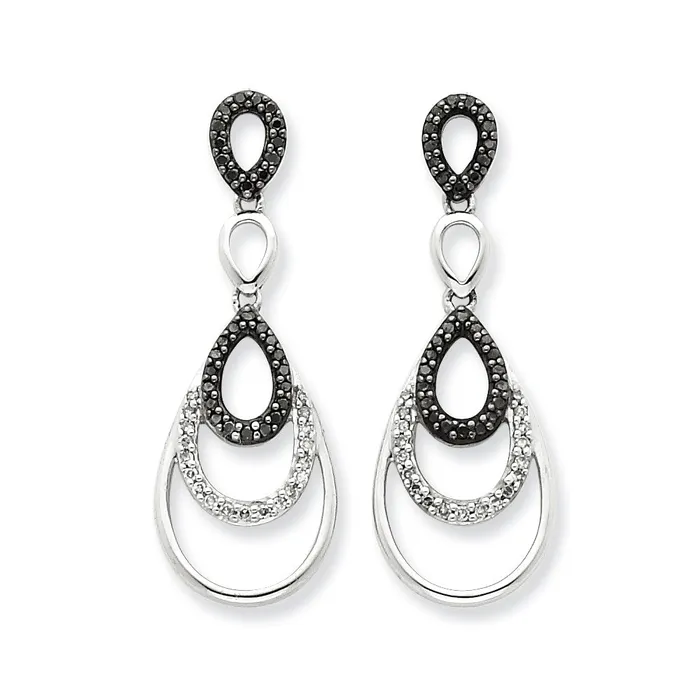Sterling Silver Black u0026 White Diamond Earrings Goldia Earrings