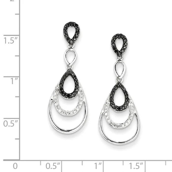 Sterling Silver Black u0026 White Diamond Earrings Goldia Earrings