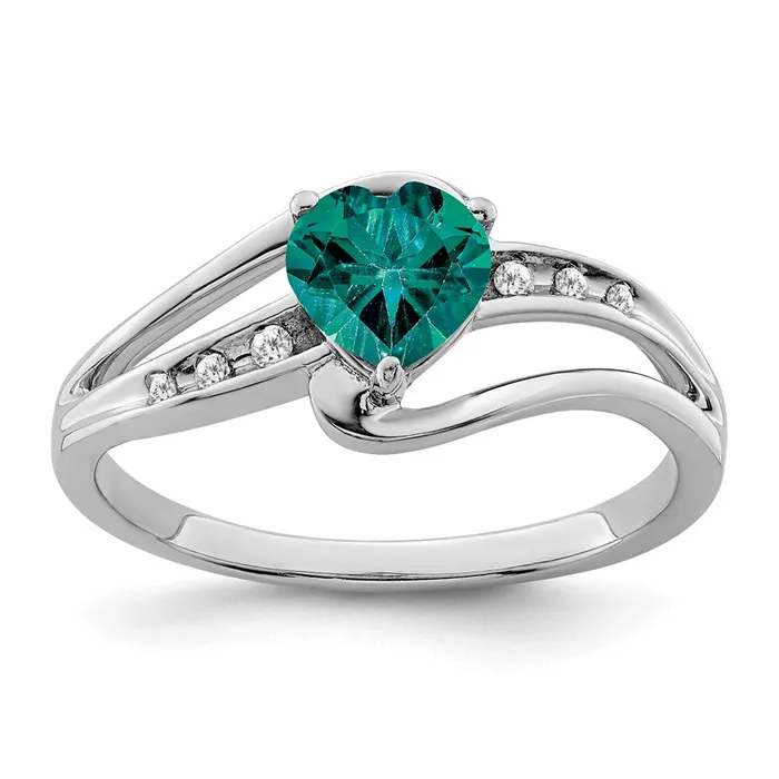 Sterling Silver Created Alexandrite and Diamond Ring Goldia Rings