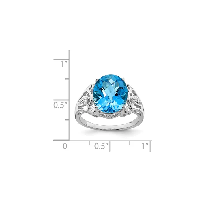 Sterling Silver Rhodium Oval CheckerCut Blue Topaz u0026 Natural Diamond Gemstone Birthstone Ring Fine Jewelry Gift for Her Goldia Rings Sterling Silver Rhodium Oval CheckerCut Blue Topaz u0026 Natural Diamond Gemstone Birthstone Ring Fine Jewelry Gift for Her Goldia Rings