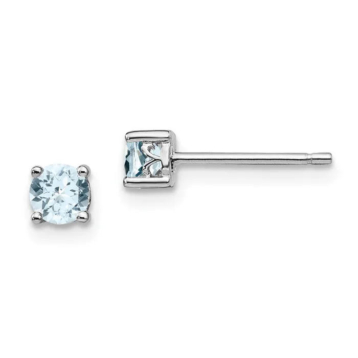 Sterling Silver Rhodiumplated 4mm Round Aquamarine Post Earrings Goldia Earrings Sterling Silver Rhodiumplated 4mm Round Aquamarine Post Earrings Goldia Earrings