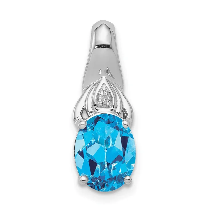 Sterling Silver Rhodiumplated Diamond and Blue Topaz Pendant Goldia Necklaces