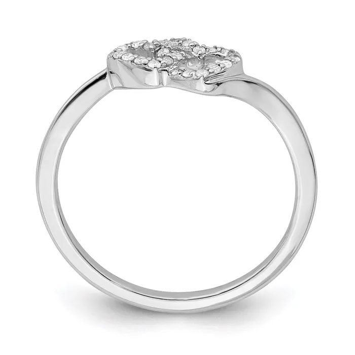 Sterling Silver Rhodium Plated Diamond Double Heart Promise Ring Goldia Rings