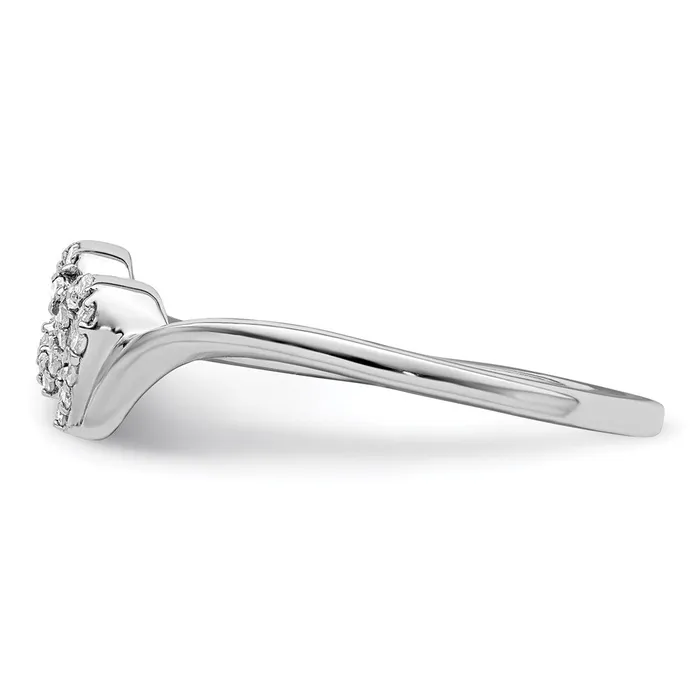 Sterling Silver Rhodium Plated Diamond Double Heart Promise Ring Goldia Rings