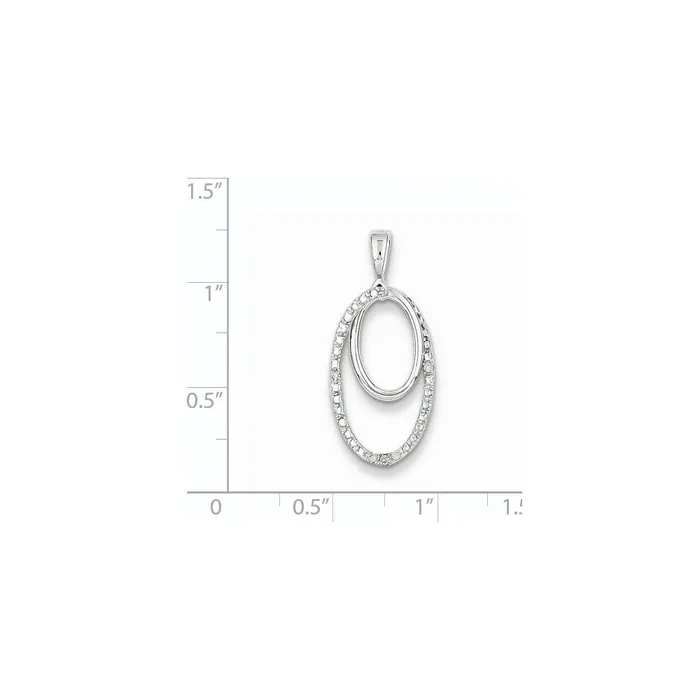 Sterling Silver Rhodium Plated Diamond Oval Pendant Goldia Necklaces