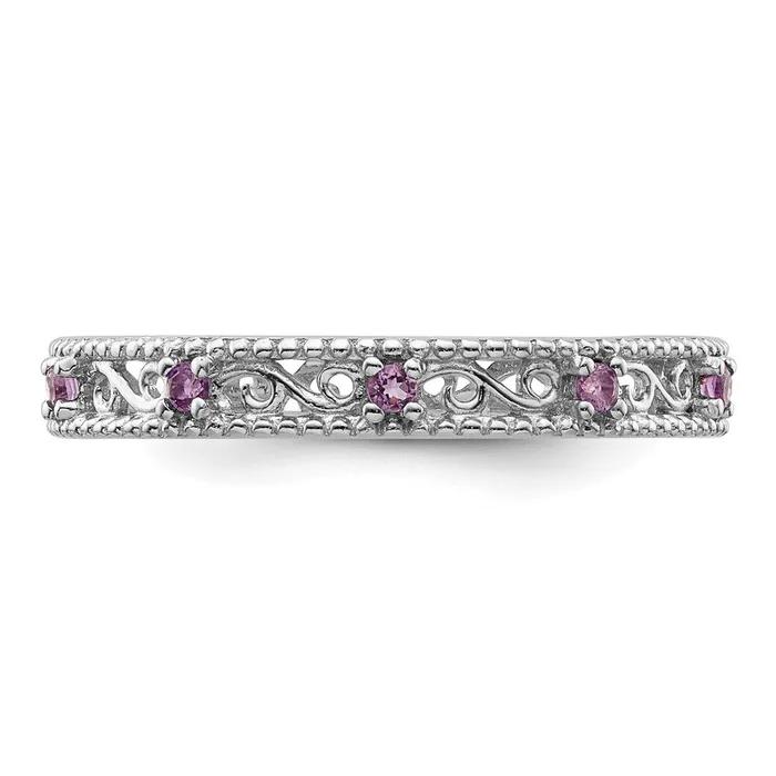 Sterling Silver Stackable Expressions Amethyst Ring Goldia Rings