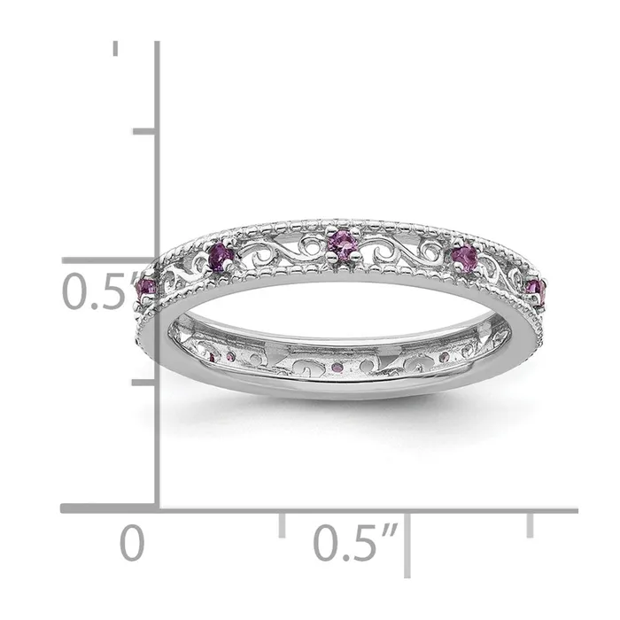 Sterling Silver Stackable Expressions Amethyst Ring Goldia Rings