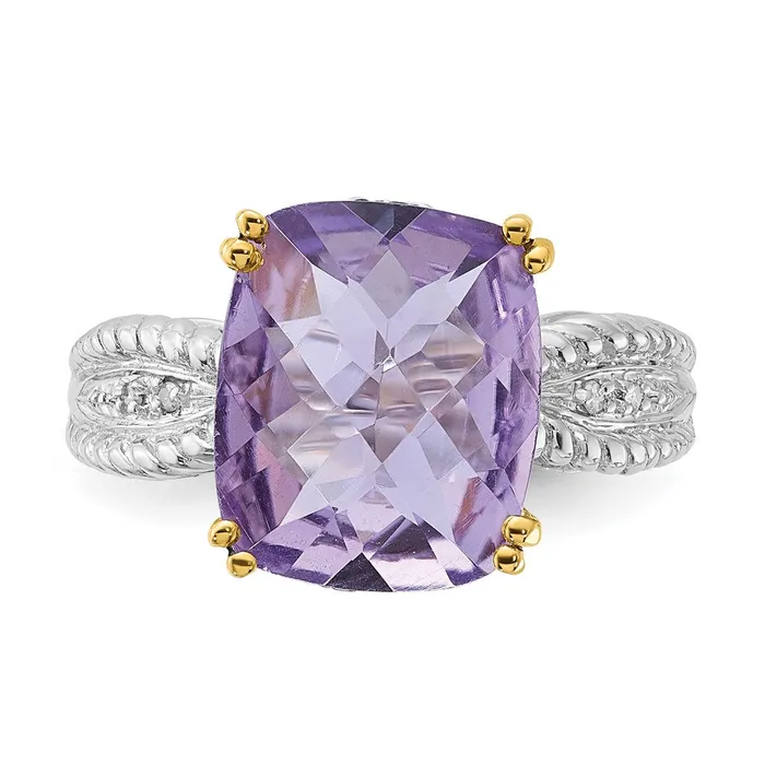 Sterling Silver u0026 14K Accent Light Amethyst and Diamond Ring Goldia Rings