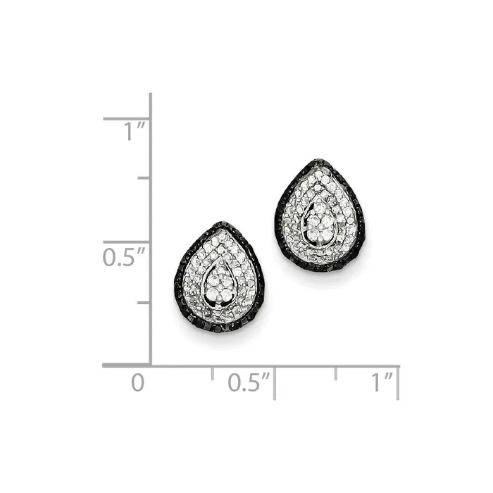 Sterling Silver White u0026 Black Cluster Diamond Post Earrings Goldia Earrings