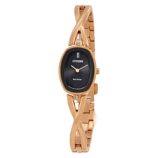 Watches JMS always Original Citizen Silhouette Rose Goldtone Case Black Dial Ladies Watch EX141355E Watches JMS always Original Citizen Silhouette Rose Goldtone Case Black Dial Ladies Watch EX141355E