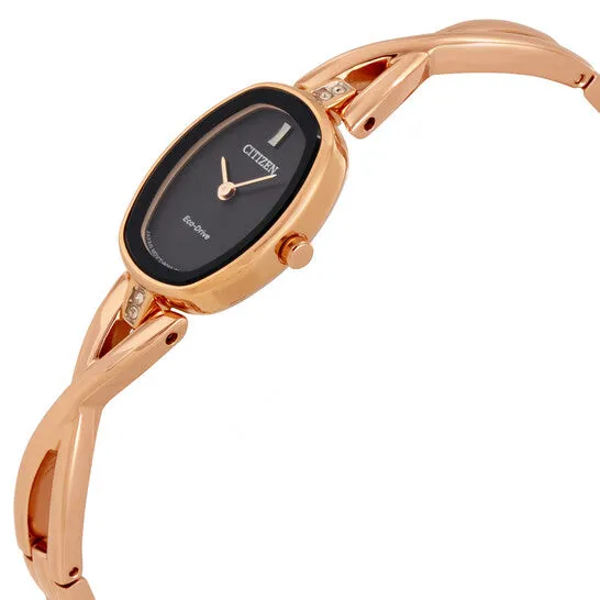 Watches JMS always Original Citizen Silhouette Rose Goldtone Case Black Dial Ladies Watch EX141355E Watches JMS always Original Citizen Silhouette Rose Goldtone Case Black Dial Ladies Watch EX141355E